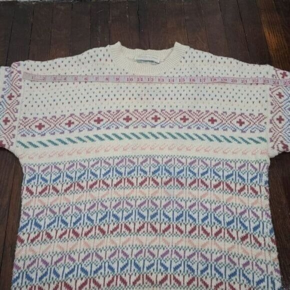 Vintage 80s Northern Isles Pastel Fair Isle Crewneck Sweater - Picture 12 of 14